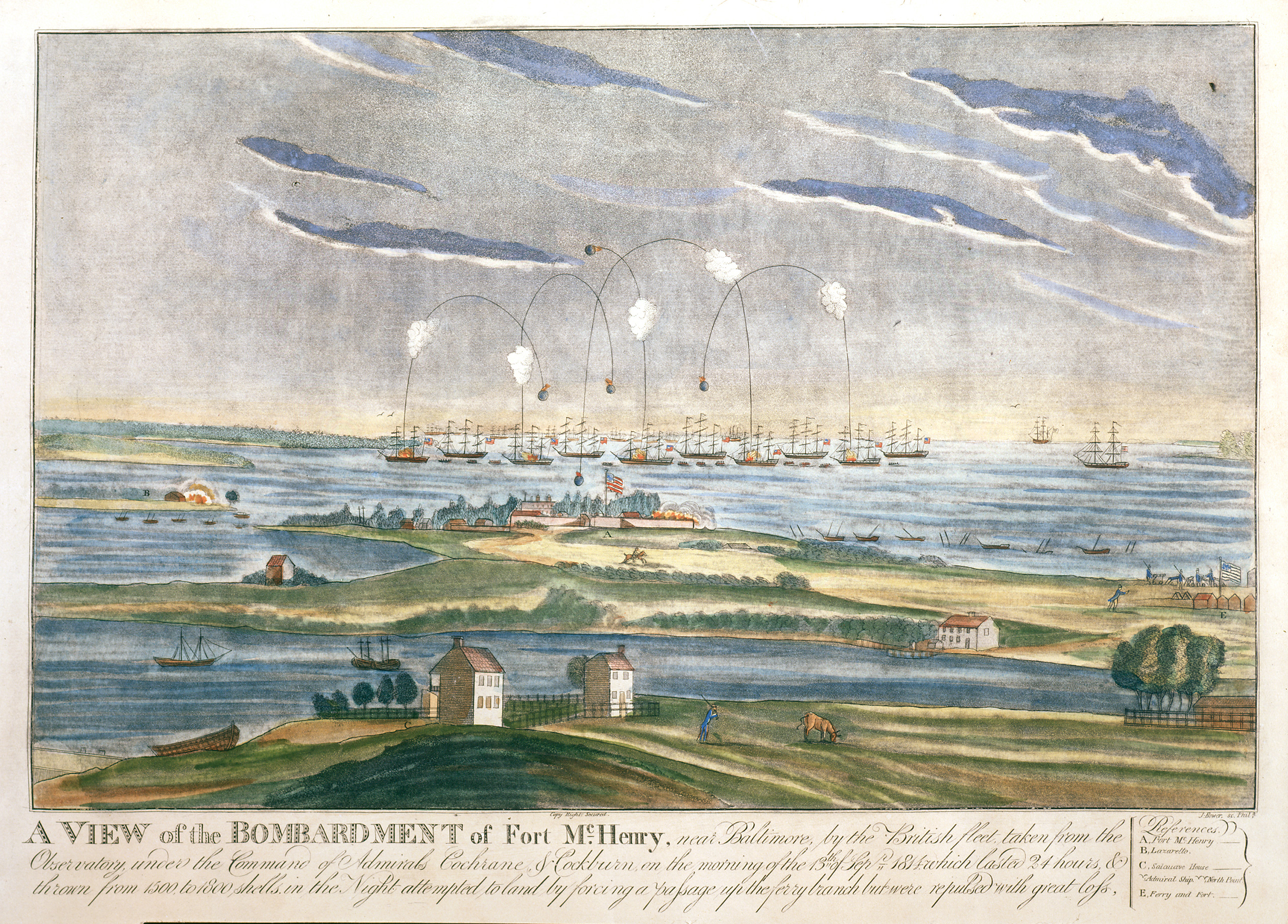Artist John Bower&#x2019;s iconic painting &#x201C;A View of the Bombardment of Fort McHenry&#x201D; was finished in 1814 and depicts the flag still flying during the battle between US and British forces on September 13 of that same year