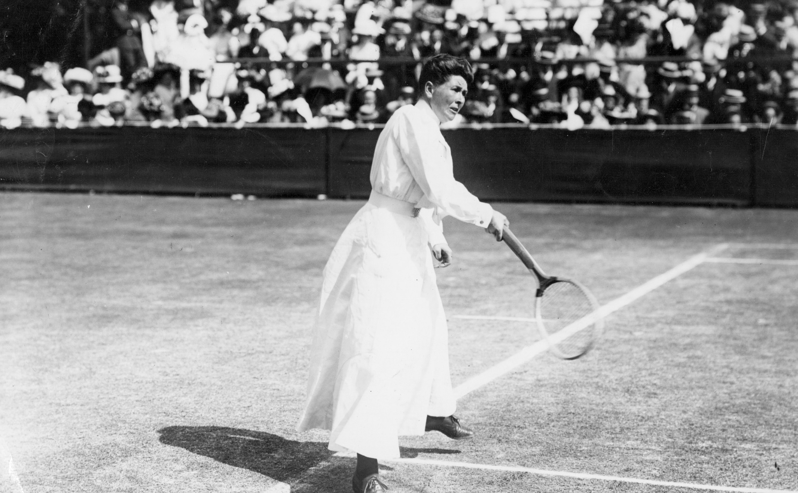 Wimbledon ladies’ singles champion Charlotte Sterry (nee Cooper) in action at Wimbledon