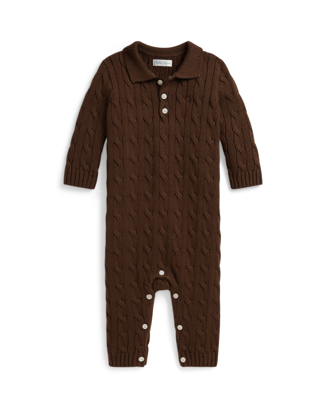 Cable-Knit Cotton Polo Coverall