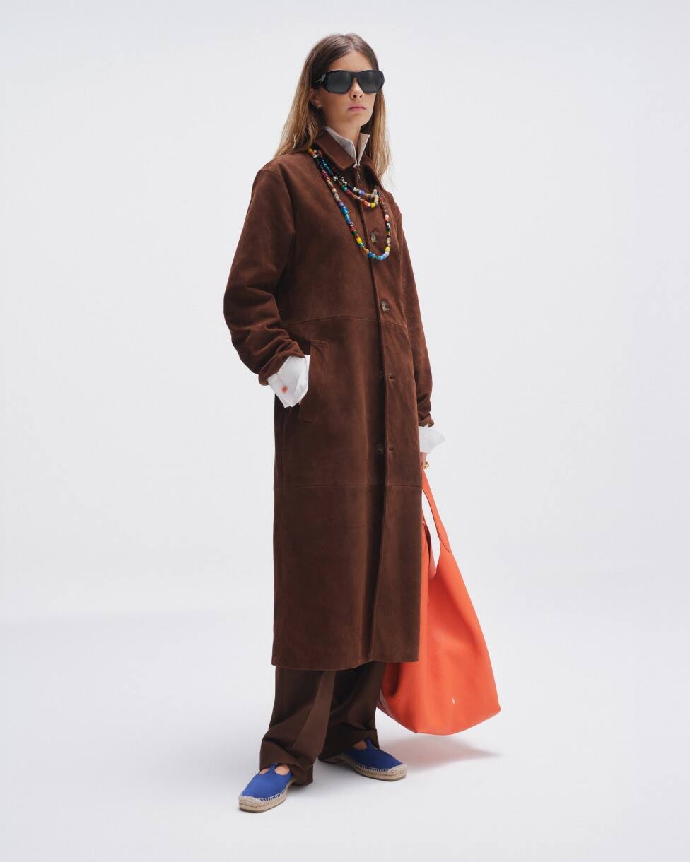 Suede Long Car Coat