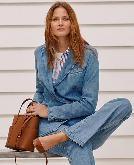 Double-Breasted Denim Blazer