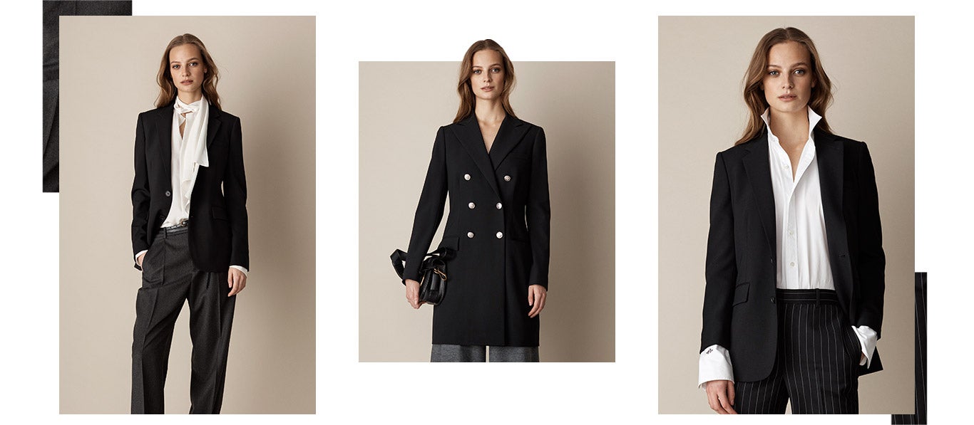 Woman in blazer worn three ways