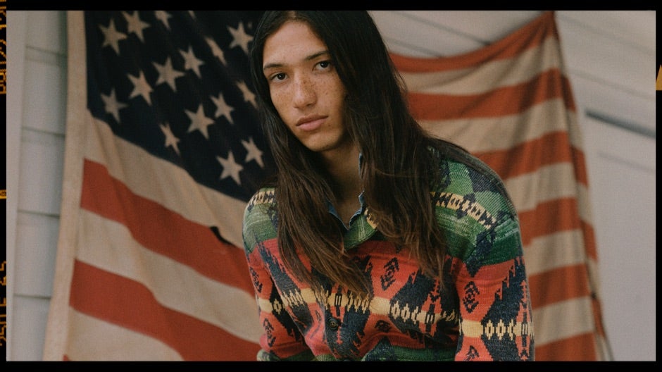 Man in Southwestern blanket shirt